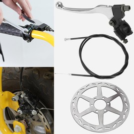 YOXUFA Mini Bike Brake Lever Kit +180mm Mini Bike Disc Brake Rotor for Coleman CT100U CC100X Baja Doodlebug DB30 Motovox MBX10 MBX11 Monster Moto Predator 79 97cc 100cc Part 22mm 7/8 Handlebars