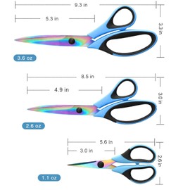 ZXUY Craft Scissors Sharp Blades Fabric Scissors Rubber Soft Grip Handle Multipurpose Scissors Suitable for Sewing Arts Crafts Office School and Home (Blue 3Pcs)