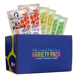 Howl at the Spoon Variety Box 6 Packs – 2 Al Pastor, 2 Chimichurri, 2 Lemon Dill Single Serve Sauces, All Natural, No Preservatives, Small Batch, Organic Spices, Vegan, Non-GMO, Gourmet Flavor Anytime