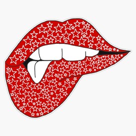 Magnet Lips with White Stars Magnet Bumper Sticker Car Magnet Flexible Reuseable Magnetic Vinyl 5"