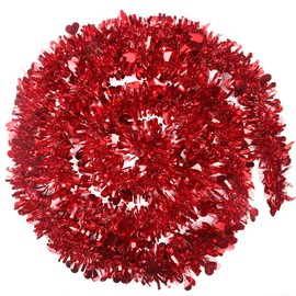 CCINEE 33FT Valentine's Day Tinsel Garland,Red Heart Metallic Garland Decor for Wedding Party Hanging Decoration Supply