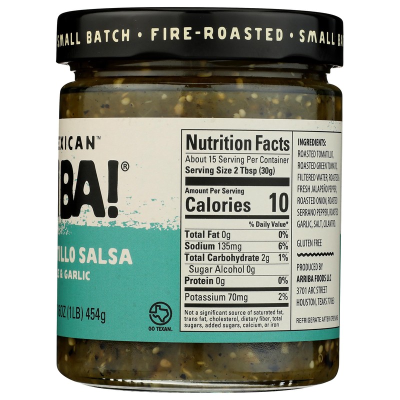 Arriba! Medium Green Salsa, 16-Ounce Glass (Pack of 6)