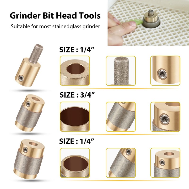 1 3/4 1/4 Inch Stained Glass Grinder Bits, Diamond Drill