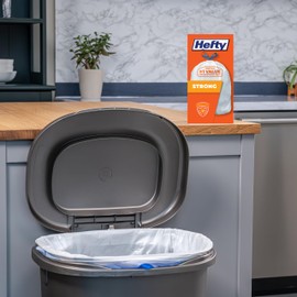 Hefty Strong White 13 Gallon Trash Bags with Drawstrings, Unscented Tall Kitchen Trash Bags, Resists Leaks, Punctures, and Tears, Durable Closure, 120 Ct.