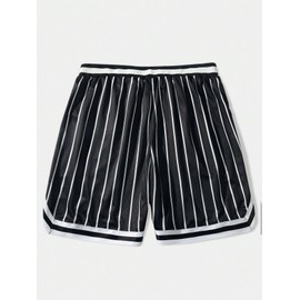 SHENHE Men's Summer Graphic Shorts Drawstring Waist Sports Track Shorts Los Light Black and White Medium