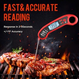 Termómetro digital de carne, termómetro de carne de lectura instantánea para parrilla y cocina, termómetro impermeable para alimentos para cocina y ex