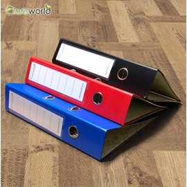 Clarisworld Lever Arch Files A4 Size 2 Ring Sheets Holder, Folders Stationery Document Storage, Black, Red, Blue. Pack of 6