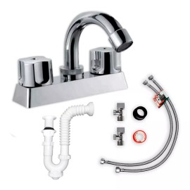 Cnx - Mezcladora Cromada Para Lavabo Con Kit De Instalación