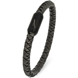 Simaru Leather Bracelet Made in Germany, 6 mm Braided with Stainless Steel Magnetic Clasp, Premium Leather Bracelet, Waterproof and Skin-Friendly (21 cm Length - L, Dark Grey), Leather