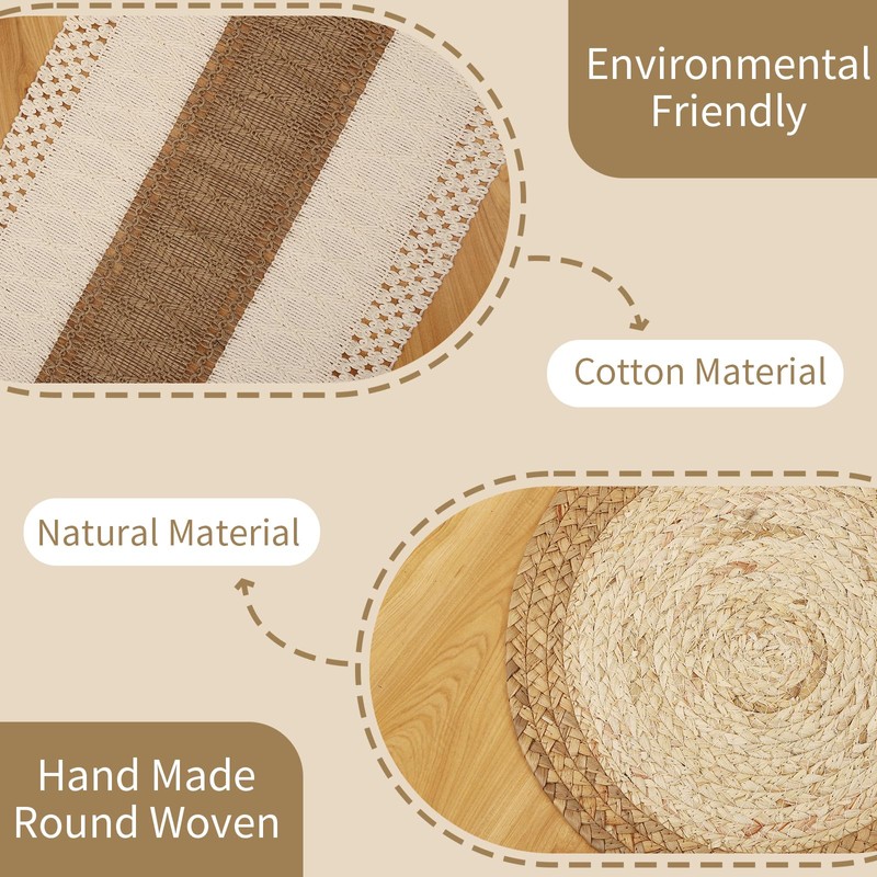 Handmade Boho Placemats Set of 6 | Natural Woven &