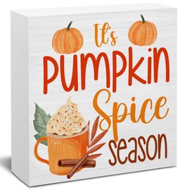 Fall Home Decor Pumpkin Decorations It's Pumpkin Spice Season Wooden Sign Rustic Home Decor 5 x 5 Inches