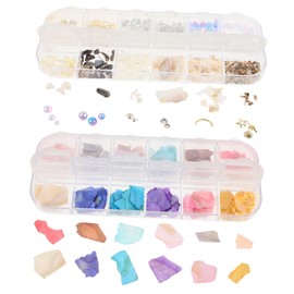 TOVINANNA 2Sets Nail Jewelry Kit with Abalone Shell Pieces for DIY Nail Art Decoration Includes Storage Box for Convenient Organization Manicure Tools for Stylish Nail Design