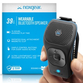 noxgear 39g Wearable Bluetooth Speaker, Magnetic Mini Clip-On, Waterproof Up to 15 Hours Playtime | Clip On Bluetooth, Wearable Speaker with Microphone, 100ft Range
