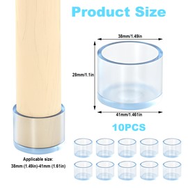 Pack of 10 Castor Cups 38mm Heavy Duty Carpet Protector Cup Clear Round Caster Cups to Protect Wooden Laminate Tiled Floor Furniture Chair Bed Sofa feet and Table Legs, Soft Noise