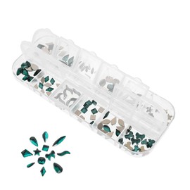 TOVINANNA 120pcs Green Flatback Rhinestones Kit for Nail Art of Unique Shapes Nail Embellishments for Creative Designs Essential for Home Use and Manicure Crafts