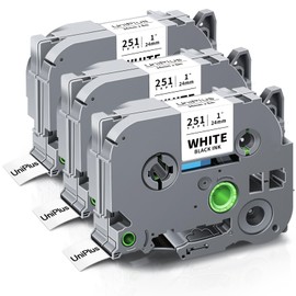 UniPlus 3 x Compatible with Brother TZe24 mm Label Tapes for Tze251 Tze-251 TZ-251 with Brother P-touch PT-P750W D600 P750WVP 9600 9700PC 9800PCN P900W 2400 2430 2470 Labelling Machine, Black White on