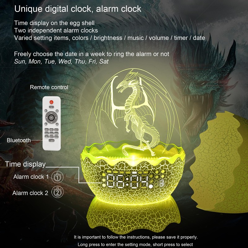 Unique Dragon Egg Digital Clock Ok to Wake Up Alarm