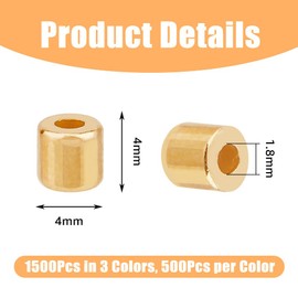 DICOSMETIC Pack of 1500 3 Colours Plastic CCB Spacer Beads 4 mm Tube Beads Small Bugle Beads Pillar Loose Beads for DIY Jewellery Making Hole: 1.6 mm