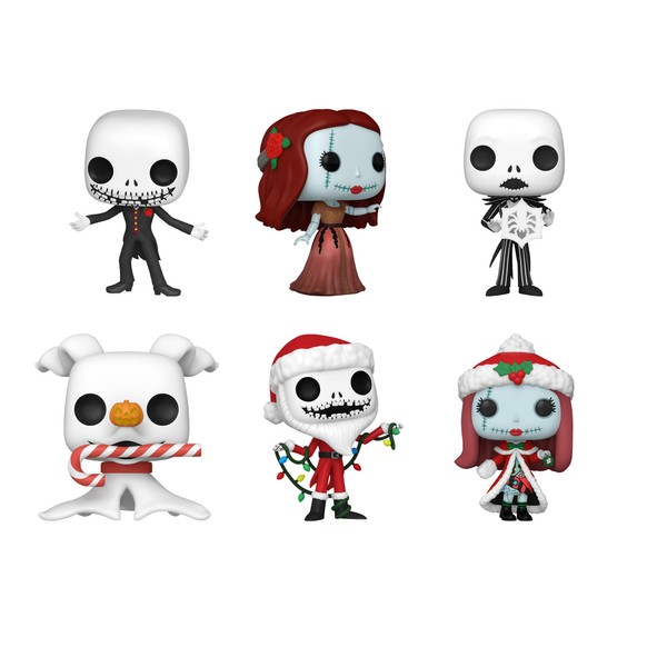 Funko Pop! The Nightmare Before Christmas 30th Anniversary Set of 6 - TNBC Jack w/Snowflake, Formal Sally, Christmas Sally, Formal Jack, Santa Jack and Zero w/Candy Cane