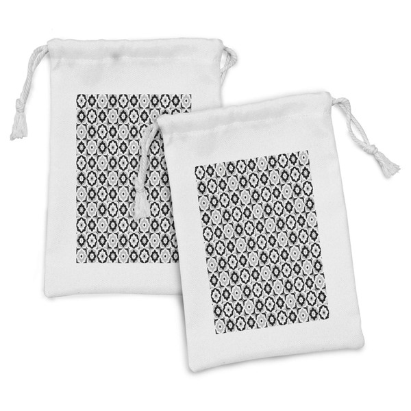 Ambesonne Quatrefoil Fabric Pouch Set of 2, Black and White