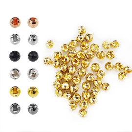 Think Fast Think Deep Aventik 50pc Tungsten Beads Diamond Faceted Slotted Fly Tying Materials 10 Colors / 5 Sizes Fly Fishing Reflex Faceted Jig Hook (Gold, 7/64''(3.0mm))