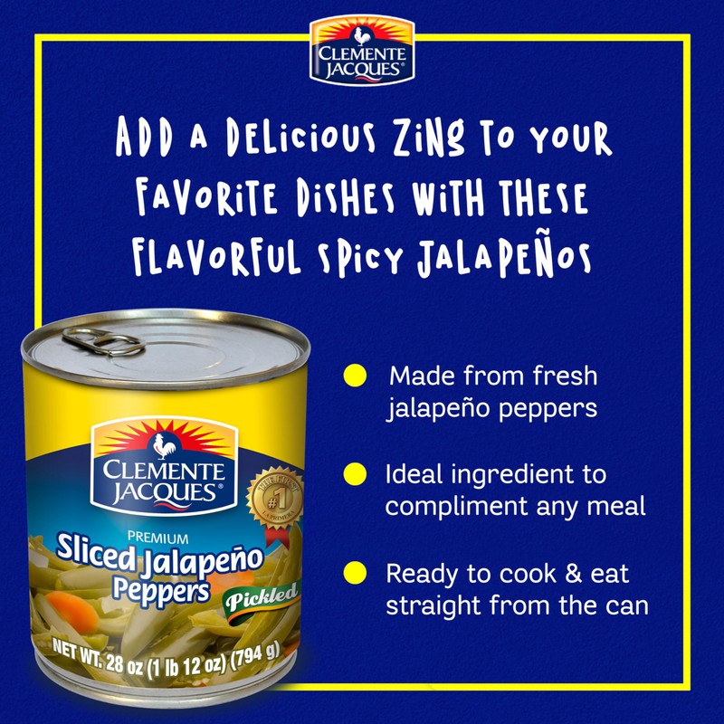Clemente Jacques Sliced Jalapeño Peppers, 28 oz (Pack of 12)