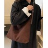 Suede Tote Bag for Women Shoulder Bag Retro Handbags Soft