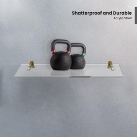 Clear Acrylic Shelves 11.5 inches, 3/4" Thick Transparent Wall Mounted Floating Shelves for Bedroom, Living Room, Bathroom, Kitchen -‎ with Screws and Brushed Nickel Finish Brackets, Pack of 2