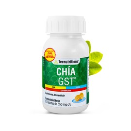 CHIA GST – Suplemento Digestivo natural con Chia, Linaza, Sabila y Lactobacilos, Probioticos – Presentacion con 180 Tabletas | Fibra, Digestion y Bien