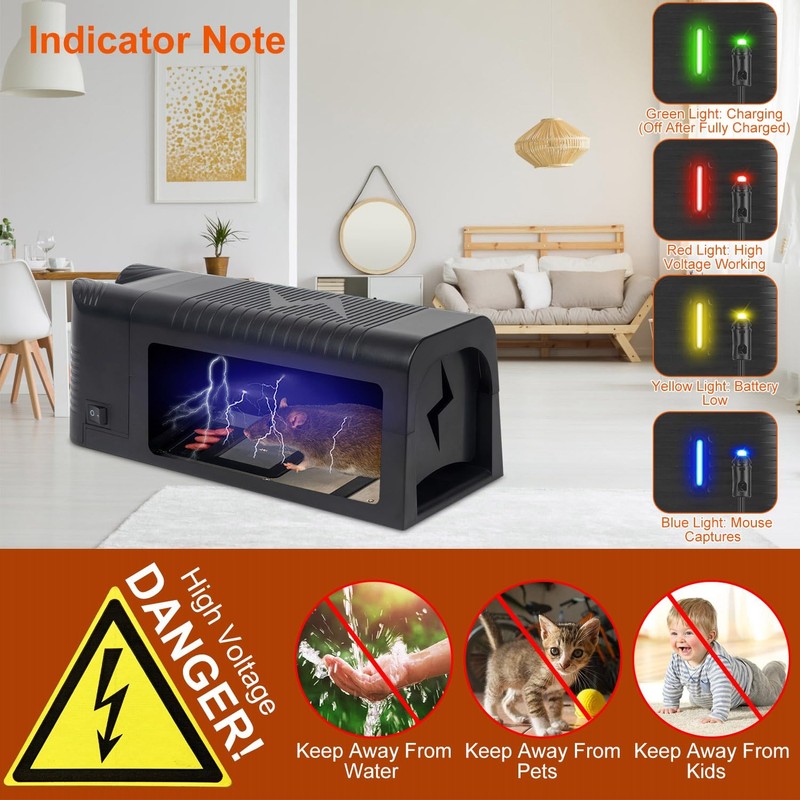 iMounTEK Electric Rat Trap 10.x4x3.7'' in Reusable Mice Trap, Rodent