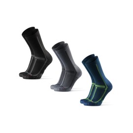 DANISH ENDURANCE Cushioned Running Socks for Long Distances, Crew Length, Anti-Blister for Men & Women, 3 or 5 Pack, Multicolour (1x Black, 1x Grey, 1x Navy Blue), 3-5
