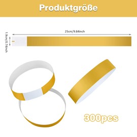 Entrance Wristbands, Pack of 300, Gold Event Wrist Band, Paper Bracelets, Party Bands, Waterproof Paper Bracelets, Security Bands, Festival Bracelets, Control Bands