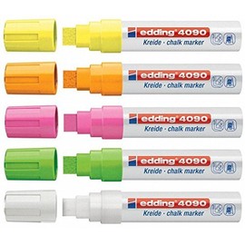 Edding 4090 Window / Chalk Marker Bullet Tip Approx. 4-15 mm Wide Neon Assorted 5