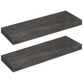 HOOBRO Floating Shelves for Wall, Wall Mounted Shelf Set of 2, 23.6" Hanging Shelf with Invisible Brackets, for Wall in Bathroom, Bedroom, Toilet, Kitchen, Living Room, Office, Charcoal Gray BC60BJ01