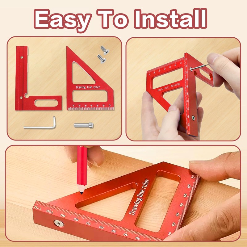 TPTGIAR 3D Mitre Angle Multifunctional, 22.5-90 Angle Aluminium Alloy Protractor,