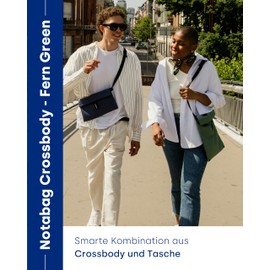 Notabag Crossbody Bag - Versatile Tote Bag, Handbag & Shoulder Bag - Innovative Design Made from Recycled Materials - Handmade Shoulder Bag Women, Fern green