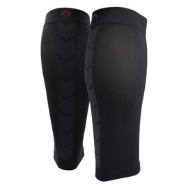 NV Compression 365 fasce di compressione per polpacci - Nero - Calf Guards/Sleeve Socks (PAIR) 20-30mmHg - (Nero/Grigio Steel, MD)