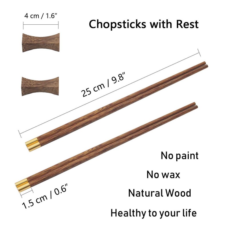 Wooden Chopsticks Reusable with Case, Chinese Chop Sticks Set with