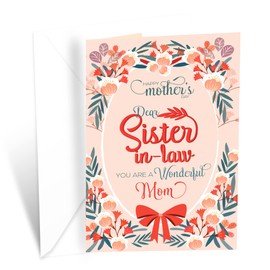 Sister In Law Mother's Day Card, Prime Greetings, Made in America, Eco-Friendly, Thick Card Stock with Premium Envelope 5in x 7.75in, Packaged in Protective Mailer