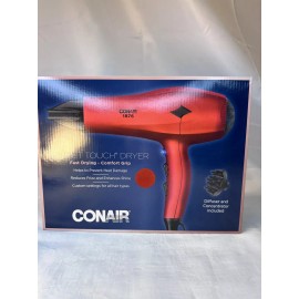 Conair 1875 Watt Velvet Touch Hair Dryer Red Fast Drying Comfort Grip NEW