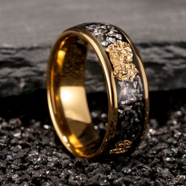 Concept Knight Men's Tungsten Carbide Rings 8mm Fashion Luxury Couple engagement Wedding Ring Suitable for Daily Wear (8mm gold foil meteorite, 10)