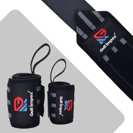 GULL IMPEX Cotton Wrist Wraps – 20” Heavy-Duty Wrist Support with GREY Stripes for Powerlifting, Weightlifting, CrossFit, and Strength Training – Superior Comfort for Men & Women