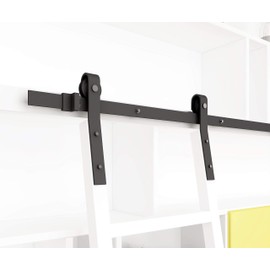 DIYHD 13FT Sliding Library Ladder Hardware Kit,Rustic Black Home Office Rolling Stepladder Track Kit,MAX Load 300lbs,(No Ladder,No Bottom Wheel)