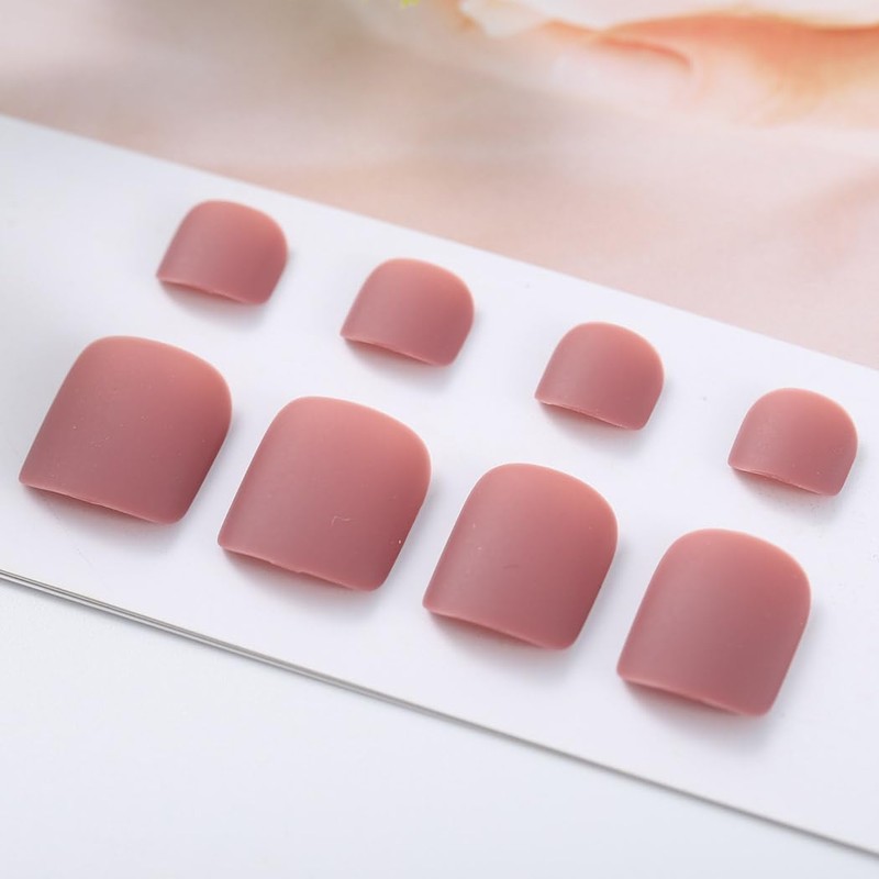 Outyua Solid Square Fake Toenails Matte Press on Toe Nails