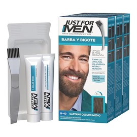 Just For Men Tinte Barba y Bigote B40 Castaño Oscuro Medio 3 Pack