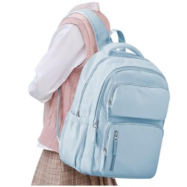 VGOCO School Backpack for Kids Girls Multi-pocket Elementary Middle School Backpacks for Teens Boys Aesthetic School Bag College Backpack for Women Casual Daypacks Laptop Bookbag Light Blue