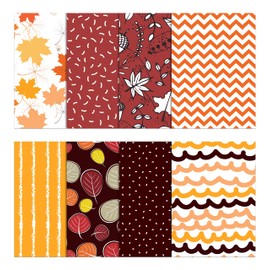 Soimoi 8 Pc Fat Quarter Bundle - Autumn Fall Print 18"x 22" DIY Patchwork- 100% Cotton Pre-Cut Quilting Fabric (Red & Yellow)