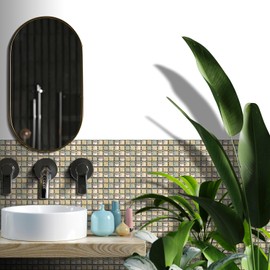 Alwayspon 25Pcs Peel&Stick Mosaic Wall Tile Transfers for Home Decor, 4x4inch Self-Adhesive Waterproof Vinyl Splashback Sticker Tile Decal for Kitchen Bathroom, Yellow Stone