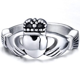 Jude Jewelers Retro Vintage Stainless Steel Claddagh Celtic Irish Heart Promise Anniversary Ring (Silver, 8)