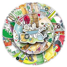 51 PCS Gardening Stickers,Waterproof Gardening Tools Stickers for Scrapbooking,Laptops,Phones,and Water Bottles,Garden Theme Stickers for Gardeners and Nature Enthusiasts